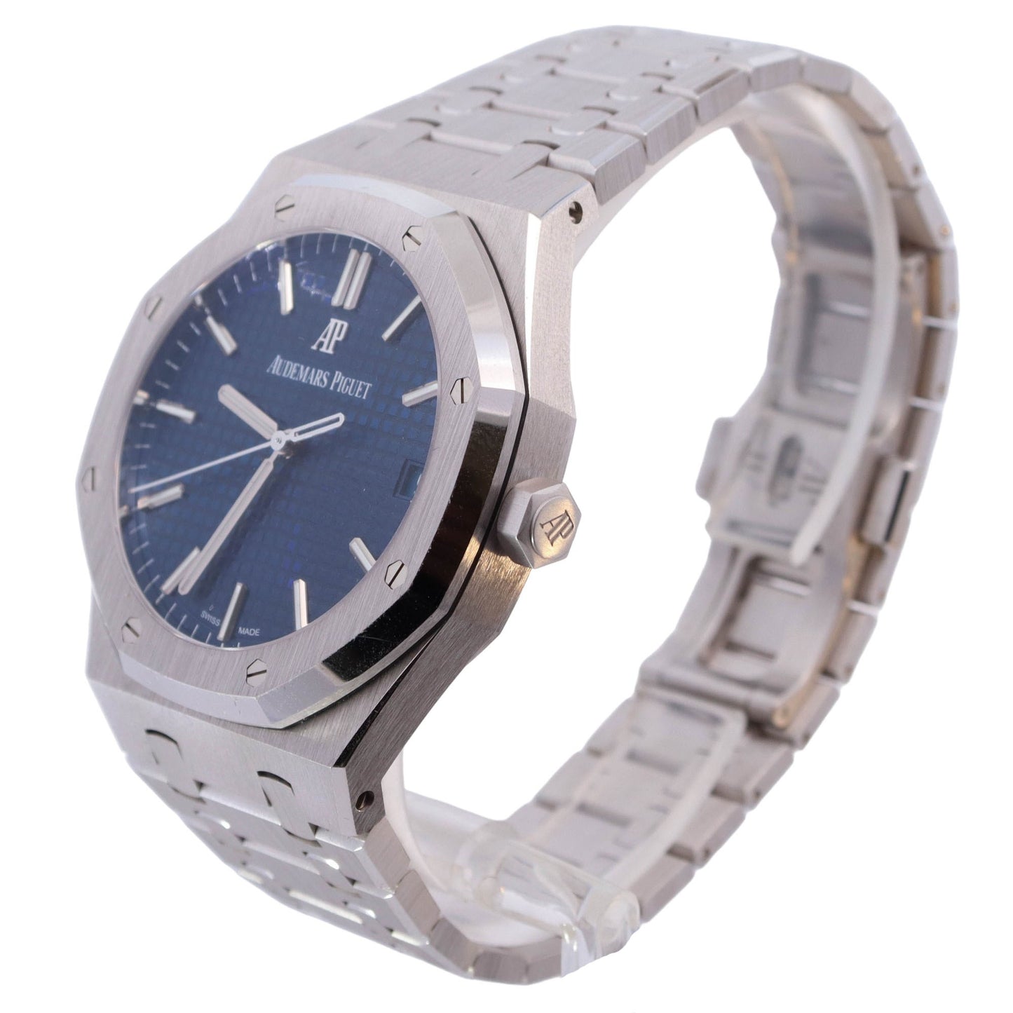 Audemars Piguet Royal Oak "Japan Edition" White Gold 41mm Blue Stick Dial Watch Reference# 15503BC.OO.1220BC.01 - Happy Jewelers Fine Jewelry Lifetime Warranty