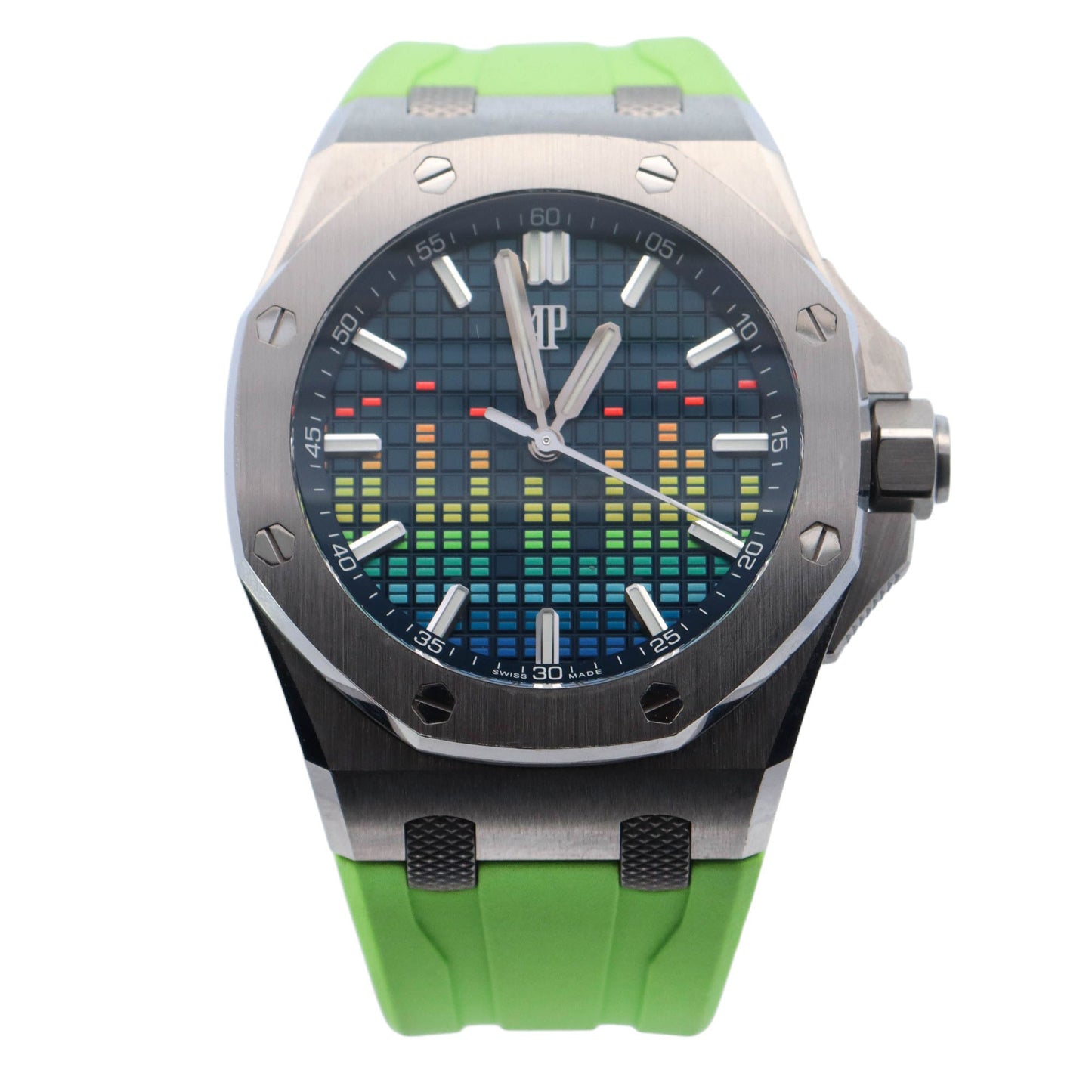 Audemars Piguet Royal Oak Offshore "Music Edition" Titanium 43mm Multicolor Stick Dial Watch Reference# 15600TI.OO.A343CA.01 - Happy Jewelers Fine Jewelry Lifetime Warranty