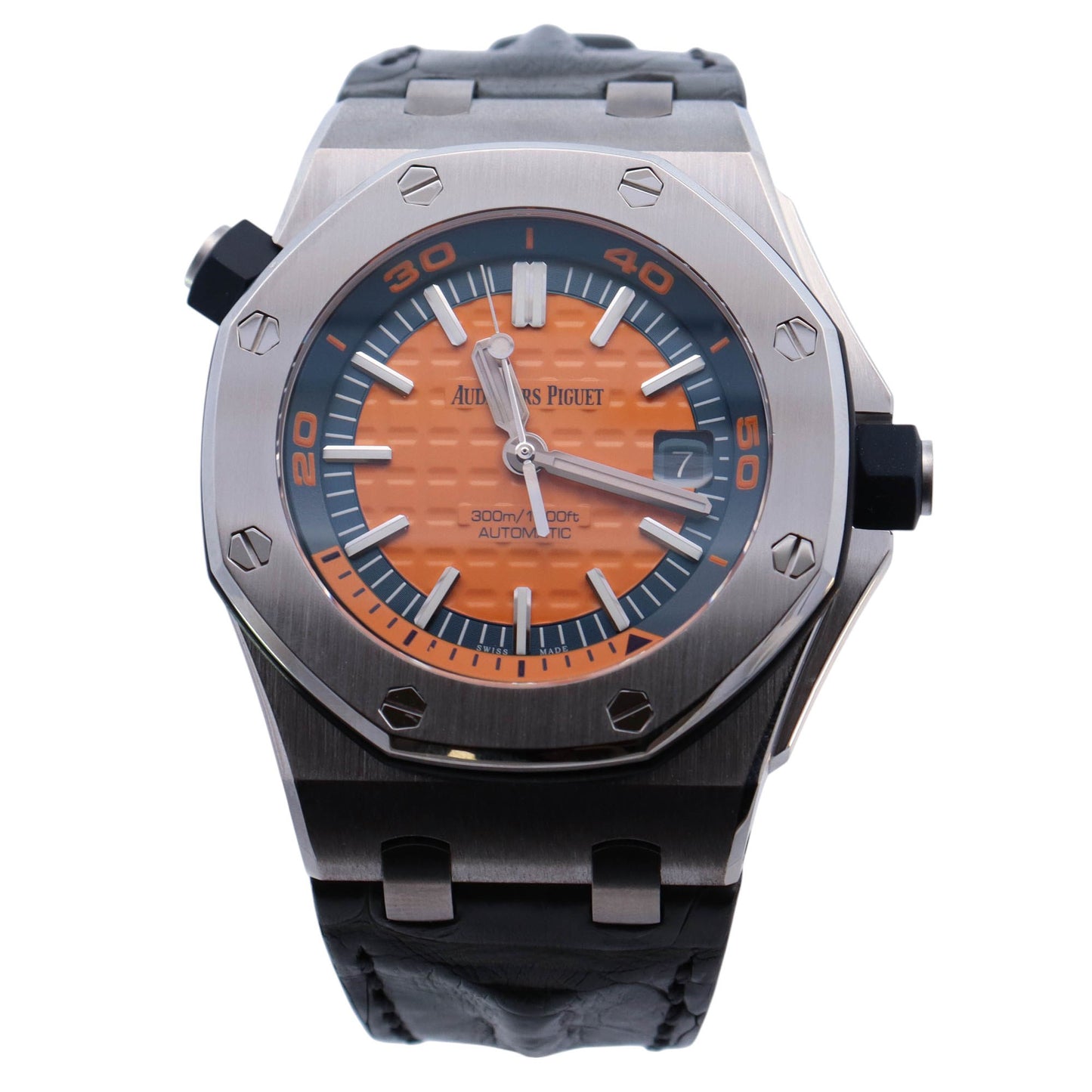 Audemars Piguet Royal Oak Offshore Diver Stainless Steel 42mm Orange/Blue Stick Dial Watch Reference# 15710ST.OO.A070CA.01 - Happy Jewelers Fine Jewelry Lifetime Warranty