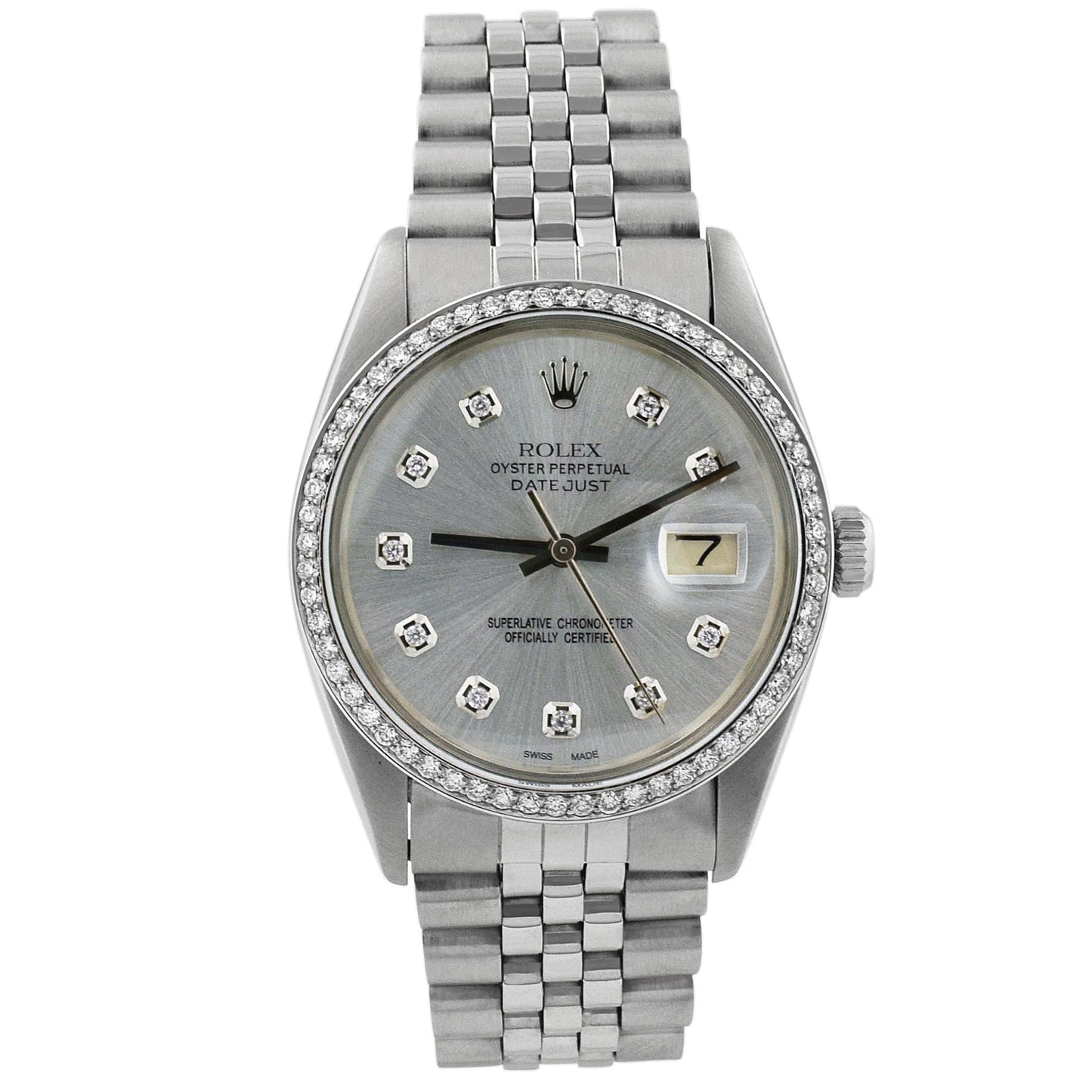 Rolex Datejust Stainless Steel 36mm Factory Diamond Dot Dial Watch Reference# 16014