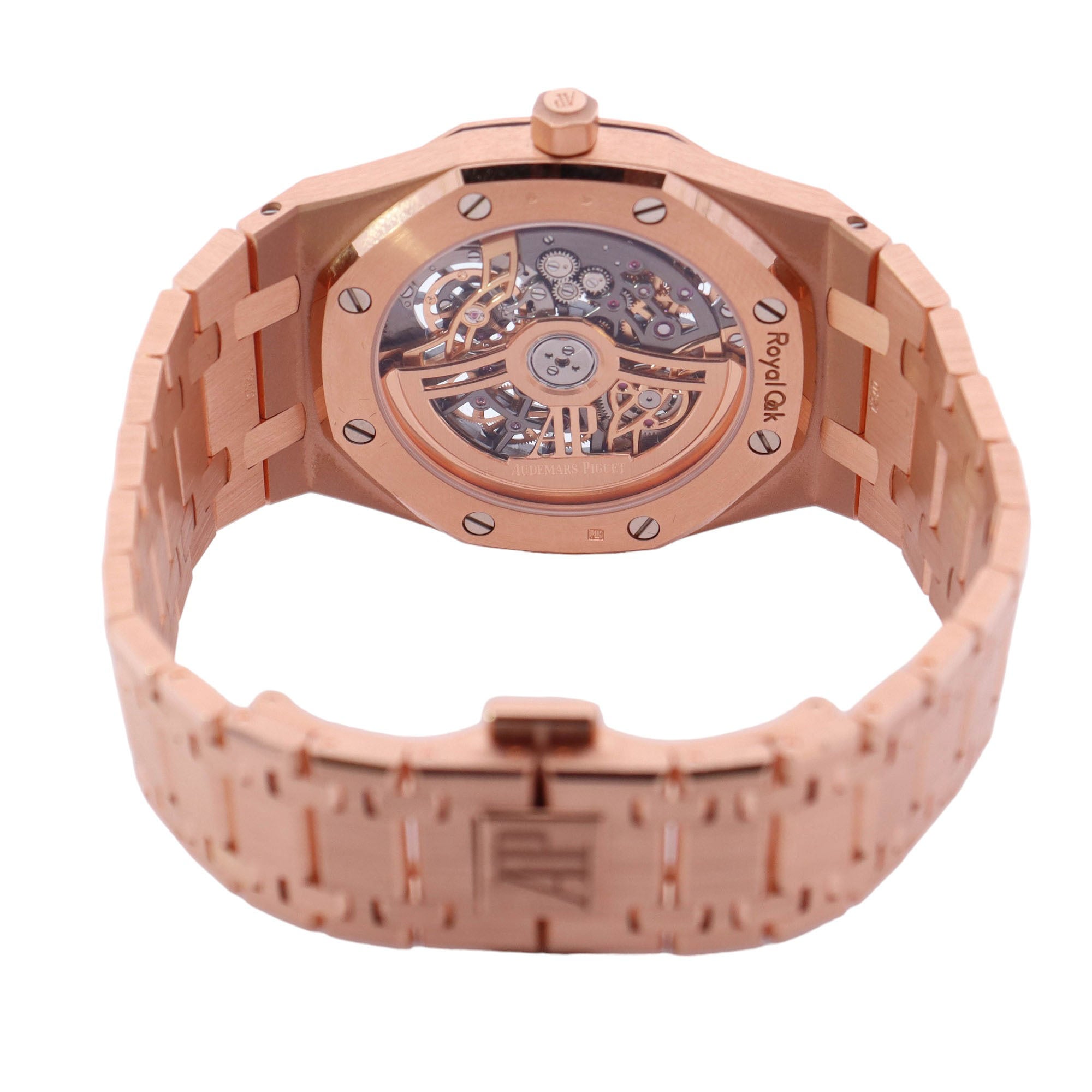 Audemars Piguet Royal Oak Jumbo Extra-Thin Openworked "50th Anniversary" Rose Gold 39mm Openwork Stcik Dial Watch Ref# 16204OR.OO.1240OR.01 - Happy Jewelers Fine Jewelry Lifetime Warranty
