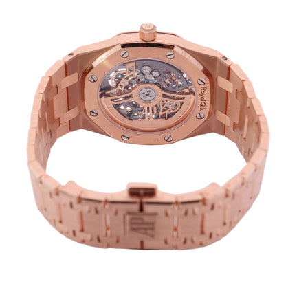 Audemars Piguet Royal Oak Jumbo Extra-Thin Openworked "50th Anniversary" Rose Gold 39mm Openwork Stcik Dial Watch Ref# 16204OR.OO.1240OR.01 - Happy Jewelers Fine Jewelry Lifetime Warranty