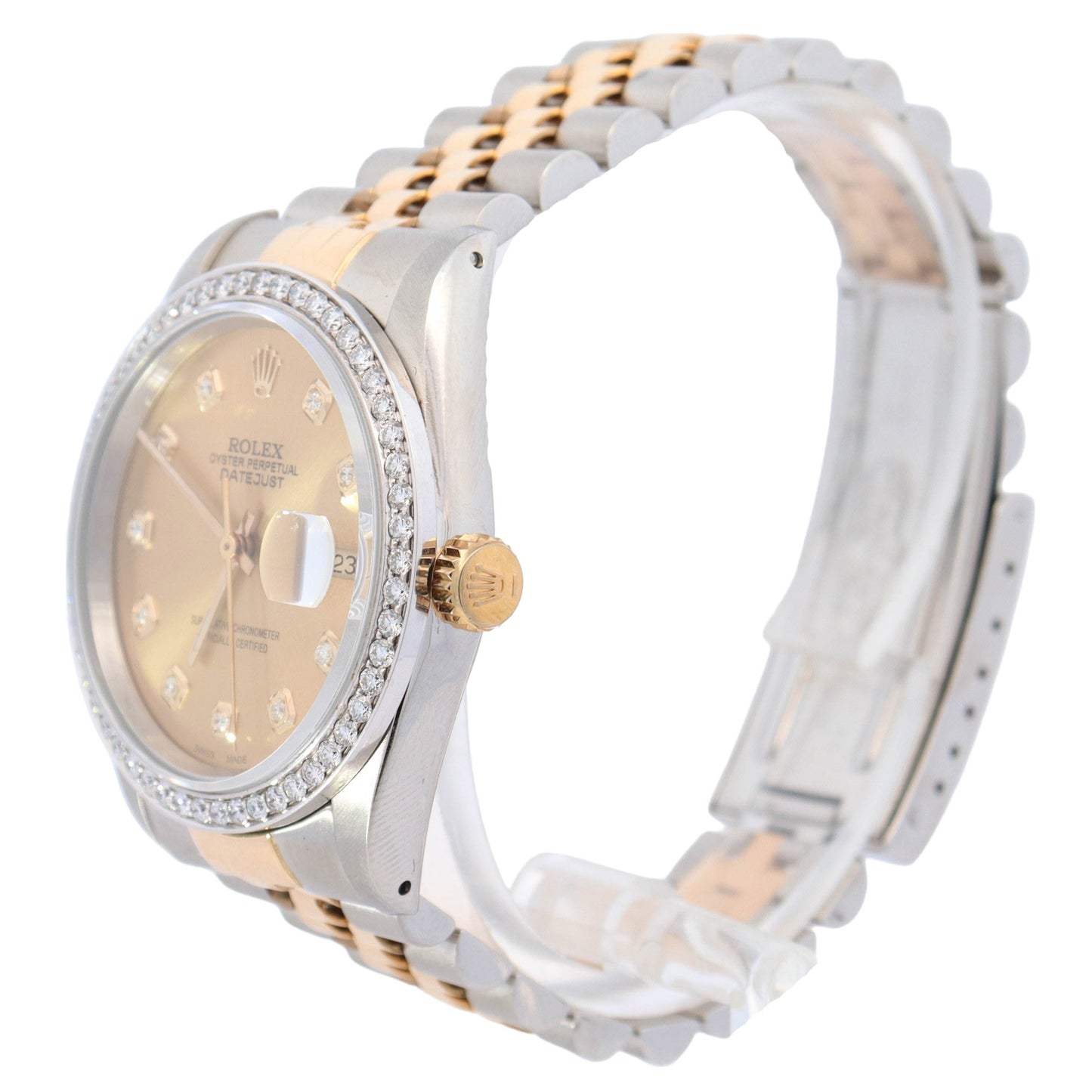 Rolex Datejust TT Steel and Yellow Gold 36mm Champagne Diamond Dial Watch Reference #: 16233 - Happy Jewelers Fine Jewelry Lifetime Warranty