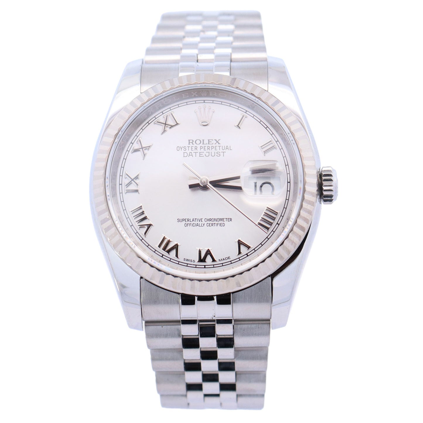 Rolex Datejust 36mm Stainless Steel Silver Roman Dial Watch Reference# 16234
