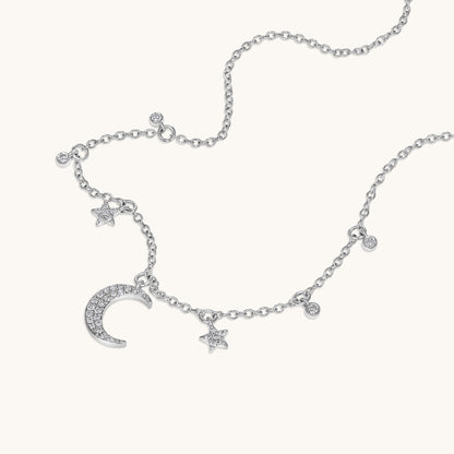 Diamond Moon and Stars Dainty Necklace - Happy Jewelers Fine Jewelry Lifetime Warranty