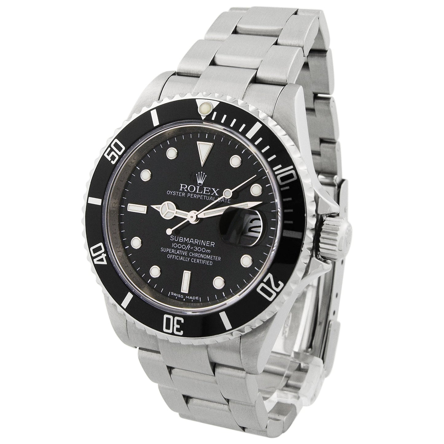 Rolex Men's Submariner Date Stainless Steel 40mm Black Dot Dial Watch Reference# 16610 - Happy Jewelers Fine Jewelry Lifetime Warranty