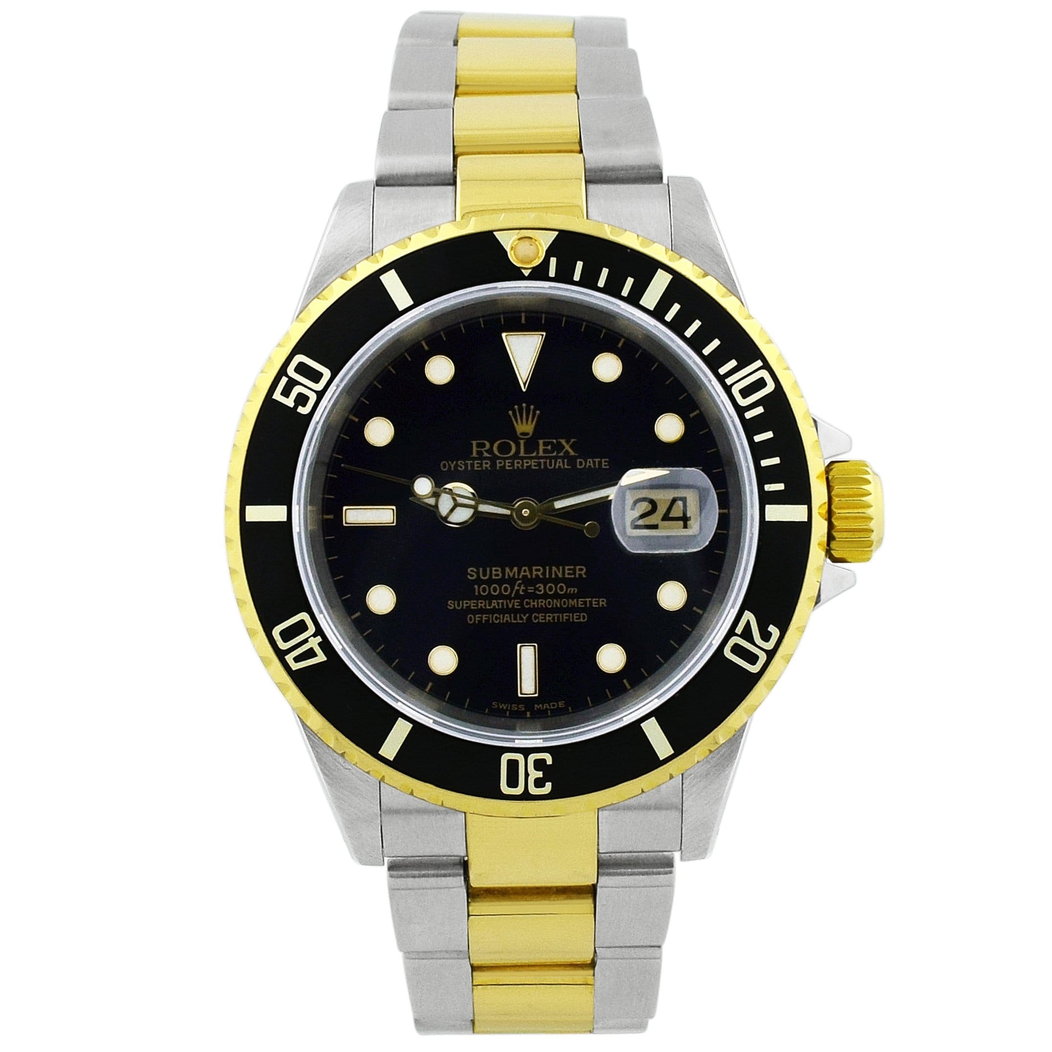 Rolex Submariner Two Tone Yellow Gold & Steel 40mm Black Dot Dial Watch Reference#: 16613 - Happy Jewelers Fine Jewelry Lifetime Warranty