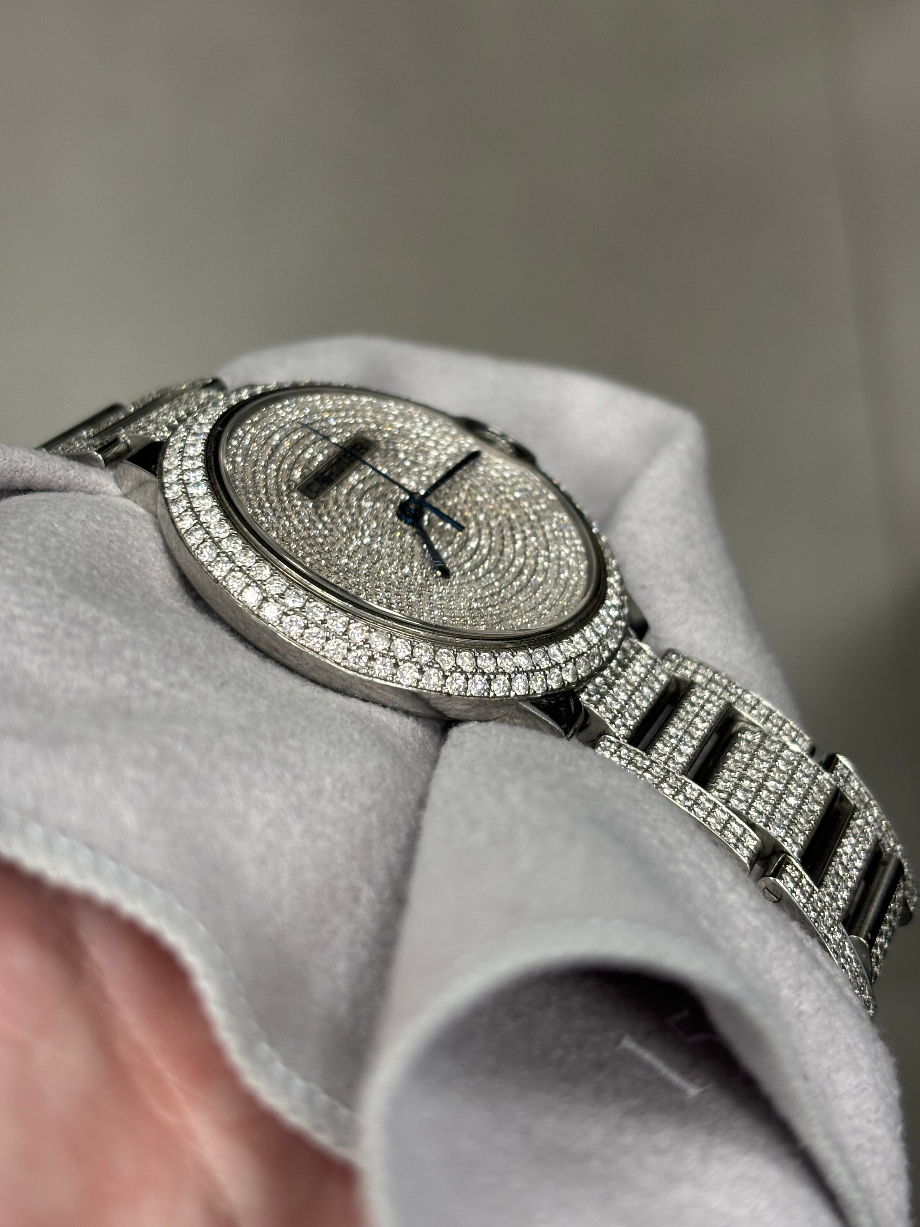 Cartier Ballon Bleu Stainless Steel 42mm Custom Pave Dial Watch Reference #: W69012Z4 - Happy Jewelers Fine Jewelry Lifetime Warranty