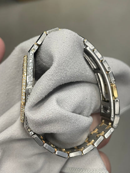 Audemars Piguet Royal Oak Two Tone 33mm Custom Iced Out White Stick Dial Watch Ref#  563036SA - Happy Jewelers Fine Jewelry Lifetime Warranty