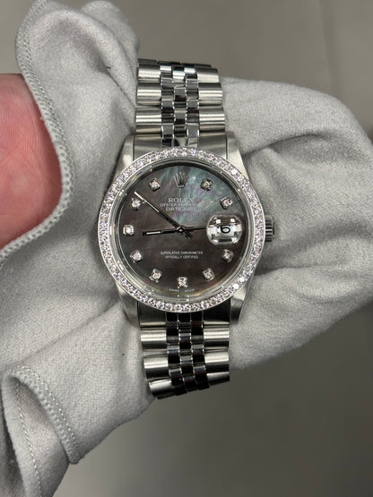 Rolex Datejust 36mm Dark MOP Dial Watch Ref# 16220 - Happy Jewelers Fine Jewelry Lifetime Warranty