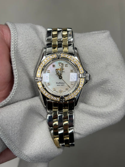 Breitling Callistino 28mm White MOP Diamond Dot Dial Watch Ref# D52345 - Happy Jewelers Fine Jewelry Lifetime Warranty