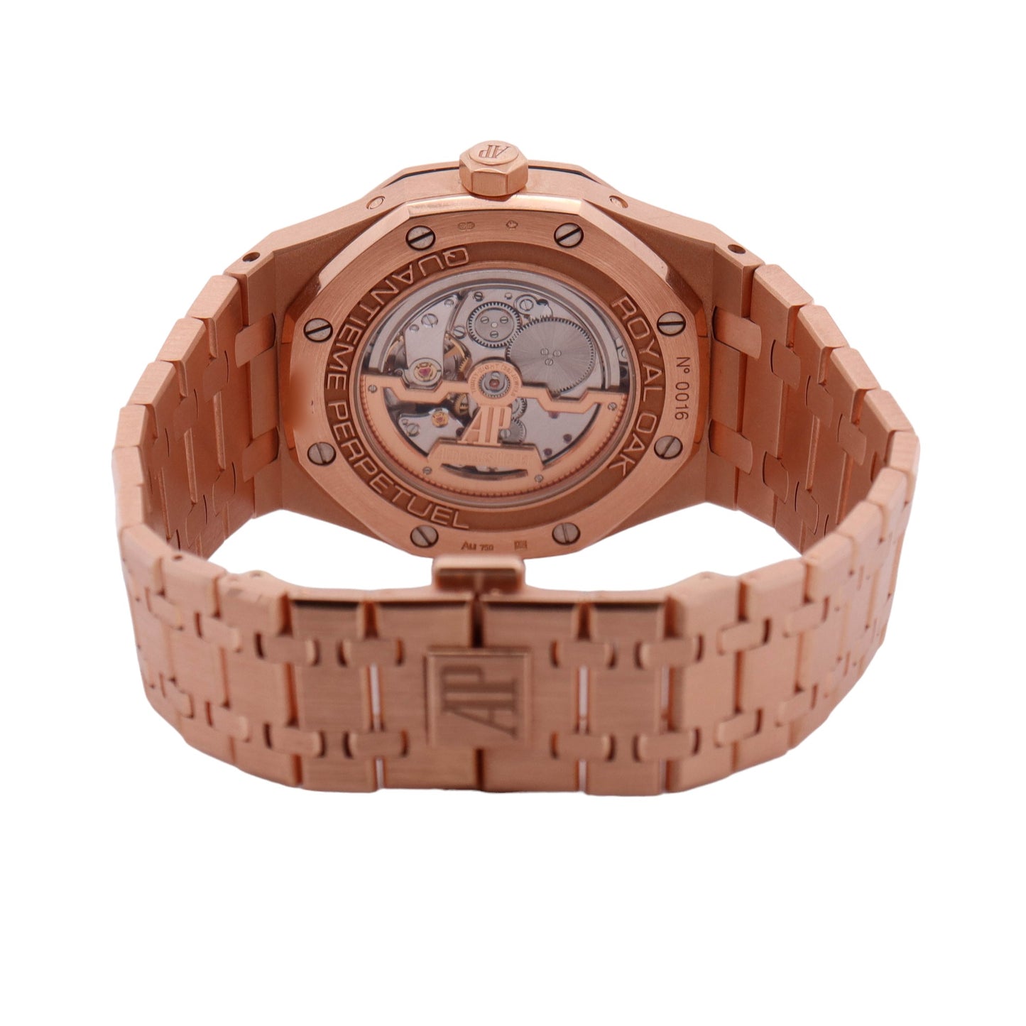 Audemars Piguet Royal Oak Perpetual Calendar Rose Gold Blue Stick Dial Watch Reference #: 26574OR.OO.1220OR.03