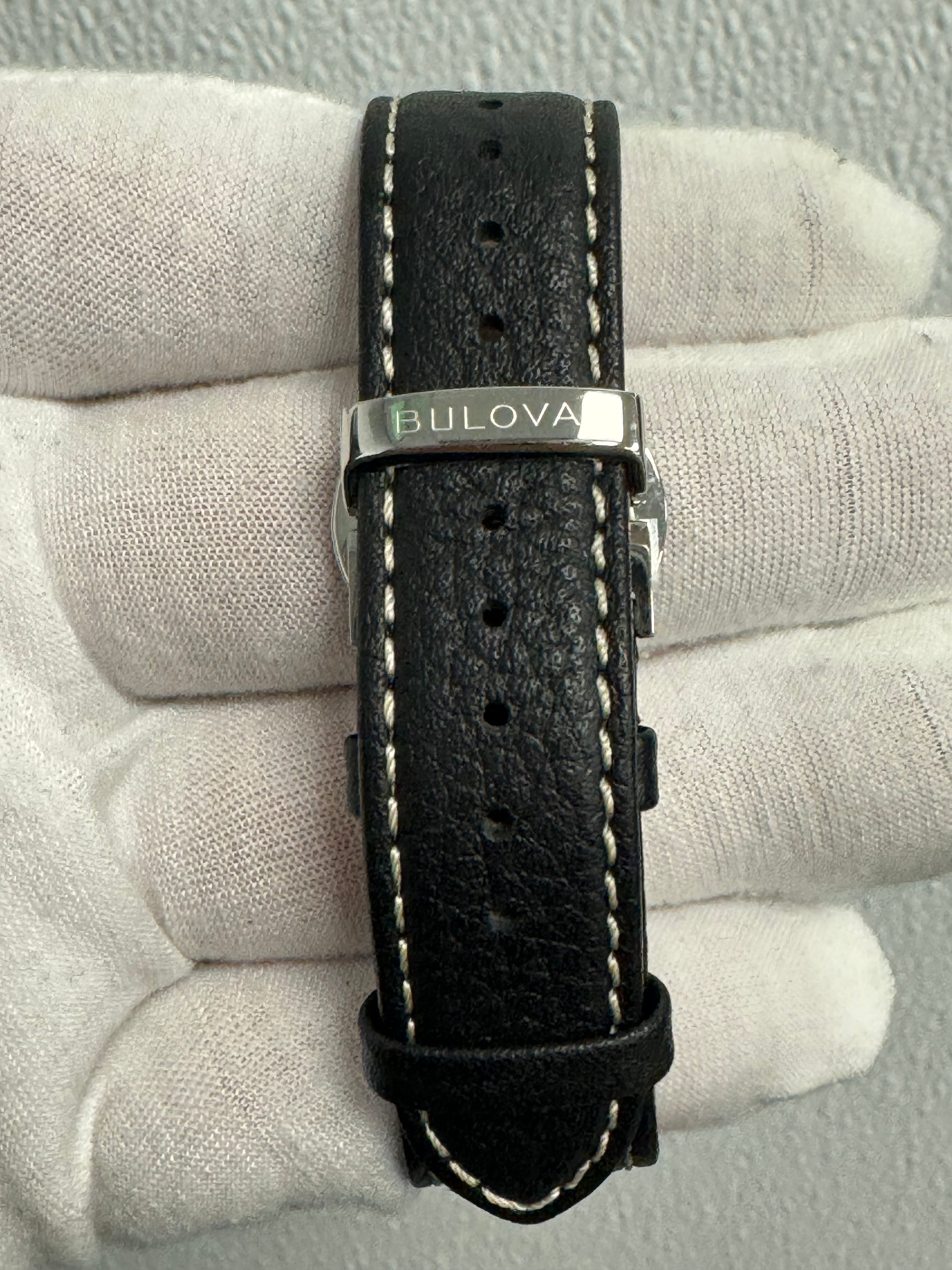 Bulova Summer Wind Sinatra edition Stainless Steel 40mm Black Stick Dial Watch  Ref#  96B381 - Happy Jewelers Fine Jewelry Lifetime Warranty