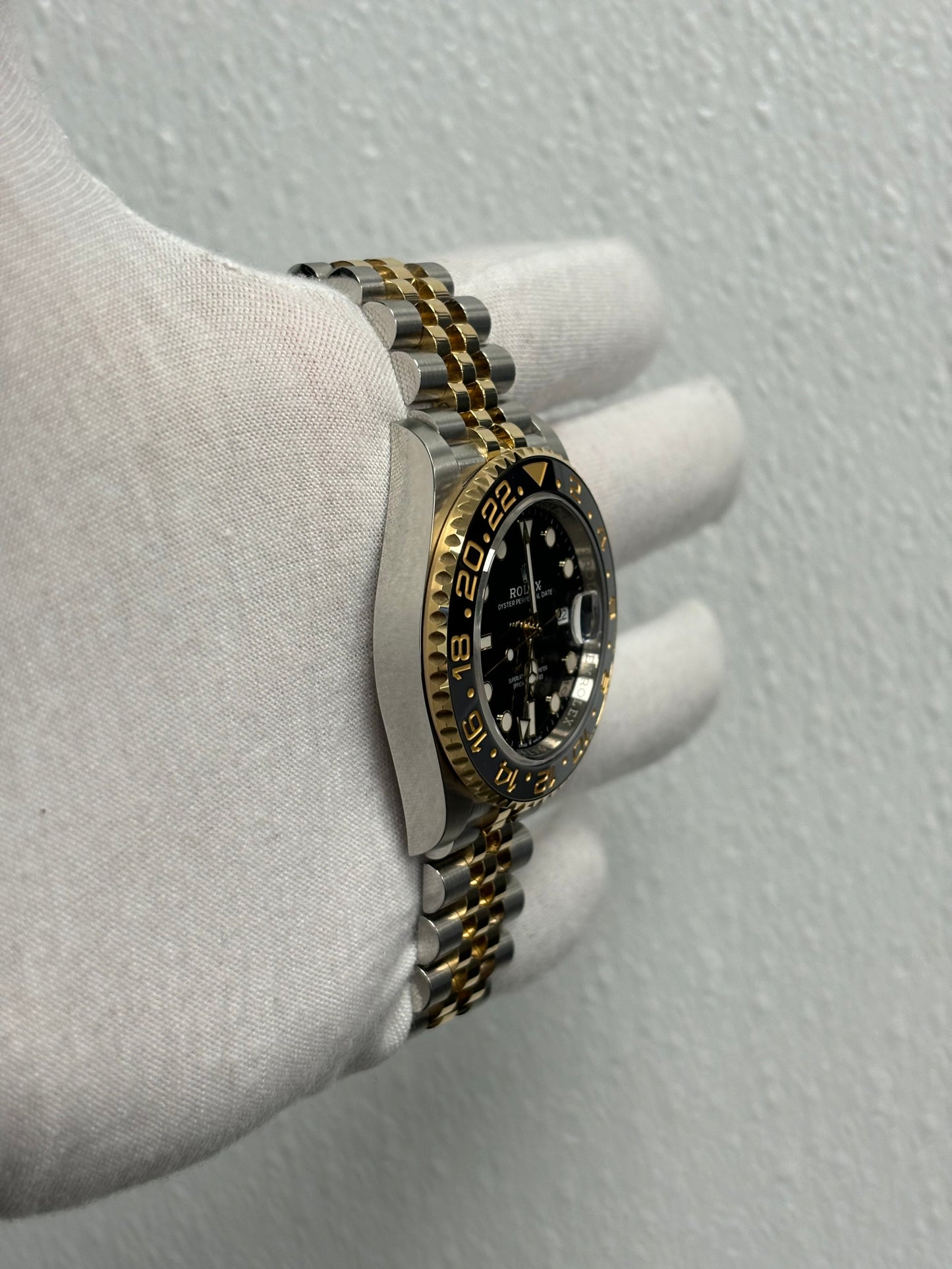 Rolex GMT-Master II "Guinness" Two-Tone Stainless Steel & Yellow Gold 40mm Black Dot Dial Watch Reference# 126713GRNR - Happy Jewelers Fine Jewelry Lifetime Warranty