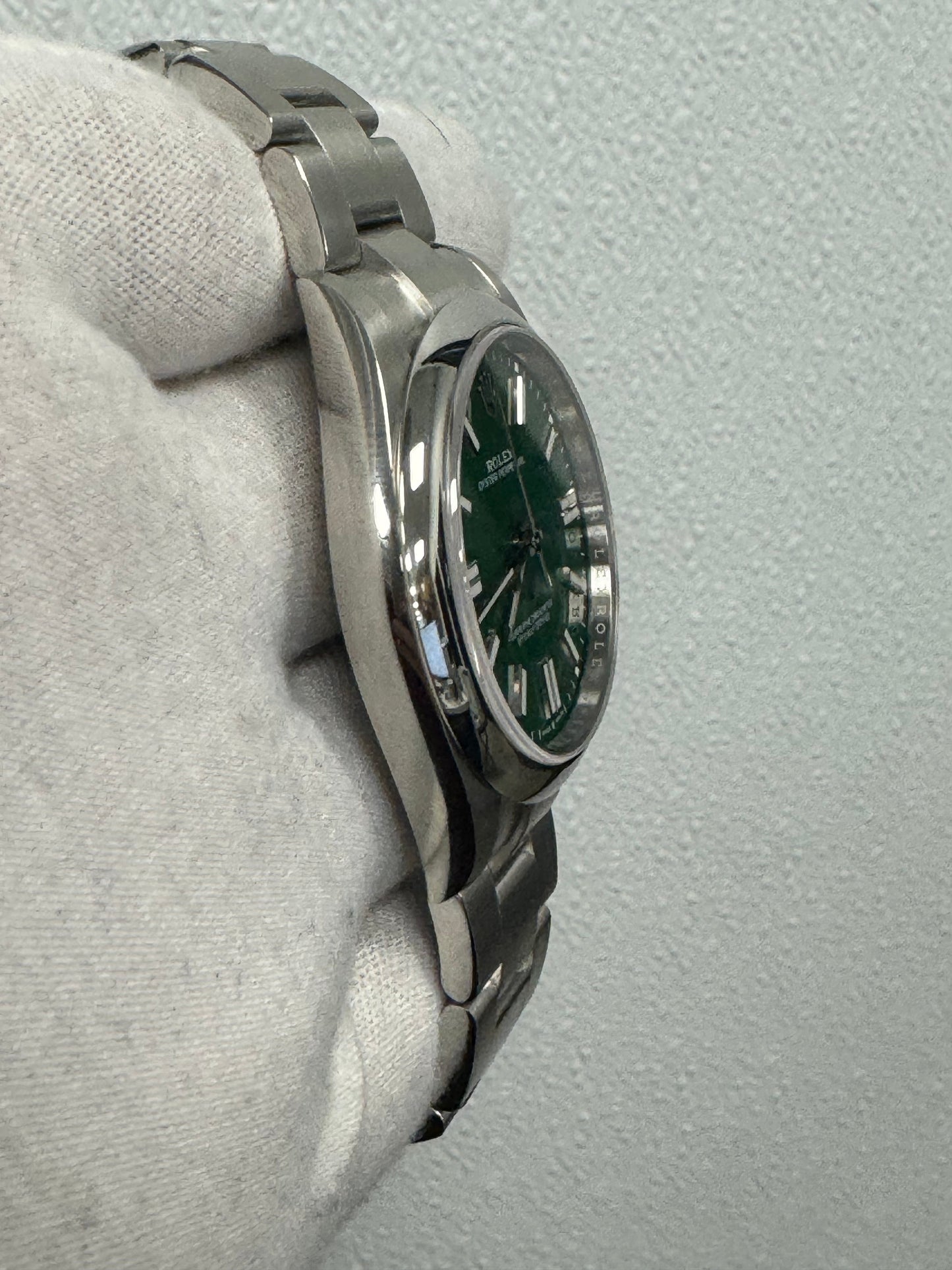 Rolex Oyster Perpetual Stainless Steel 41mm Green Stick Dial Watch Reference #: 124300 - Happy Jewelers Fine Jewelry Lifetime Warranty