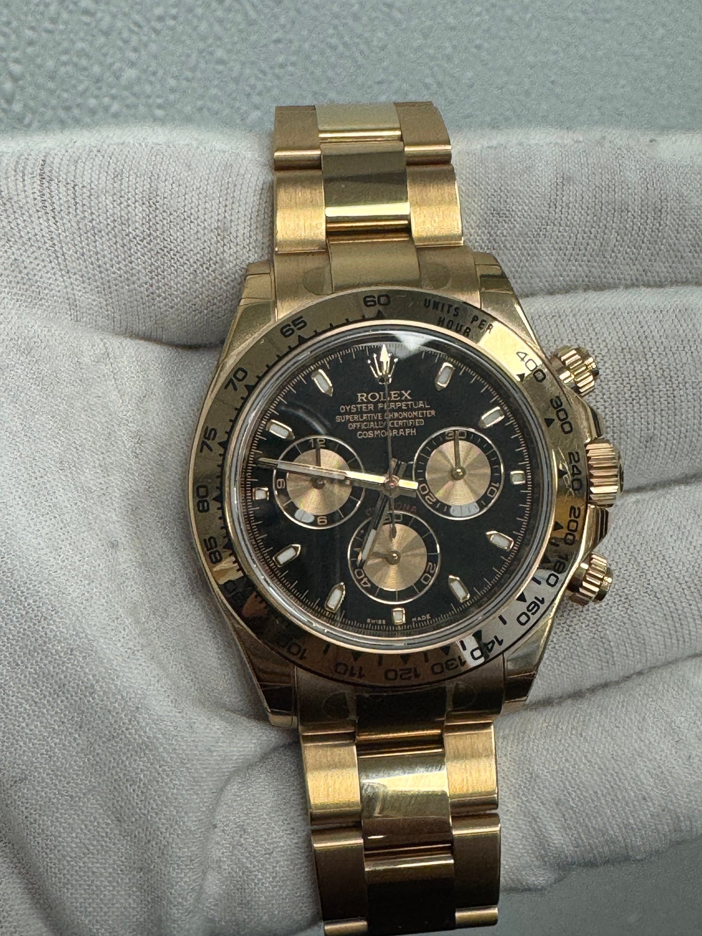 Rolex Daytona Rose Gold 40mm Black Chronograph Stick Dial Watch Reference #: 116505 - Happy Jewelers Fine Jewelry Lifetime Warranty