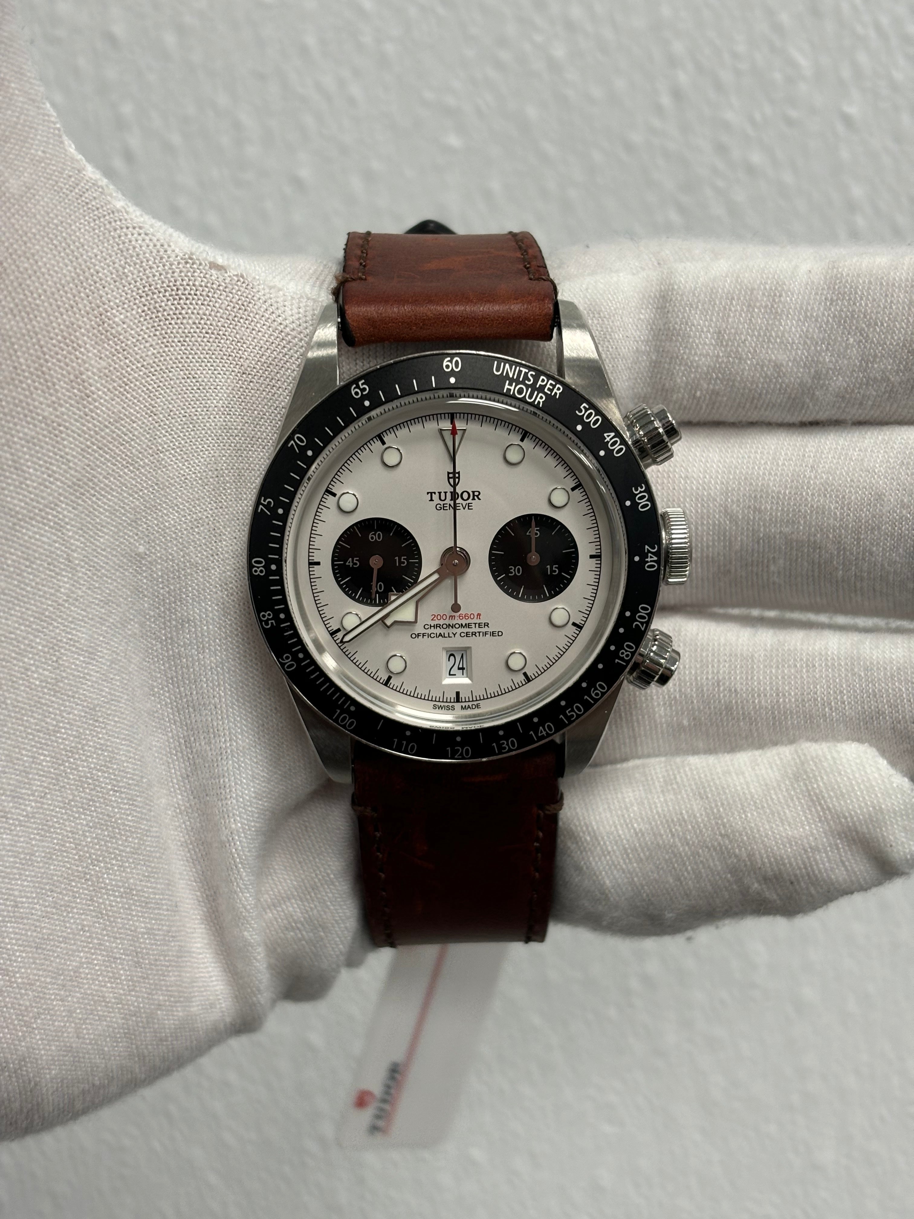 Tudor Black Bay Stainless Steel 41mm White Chronograph Dial Watch Reference# 79360N - Happy Jewelers Fine Jewelry Lifetime Warranty