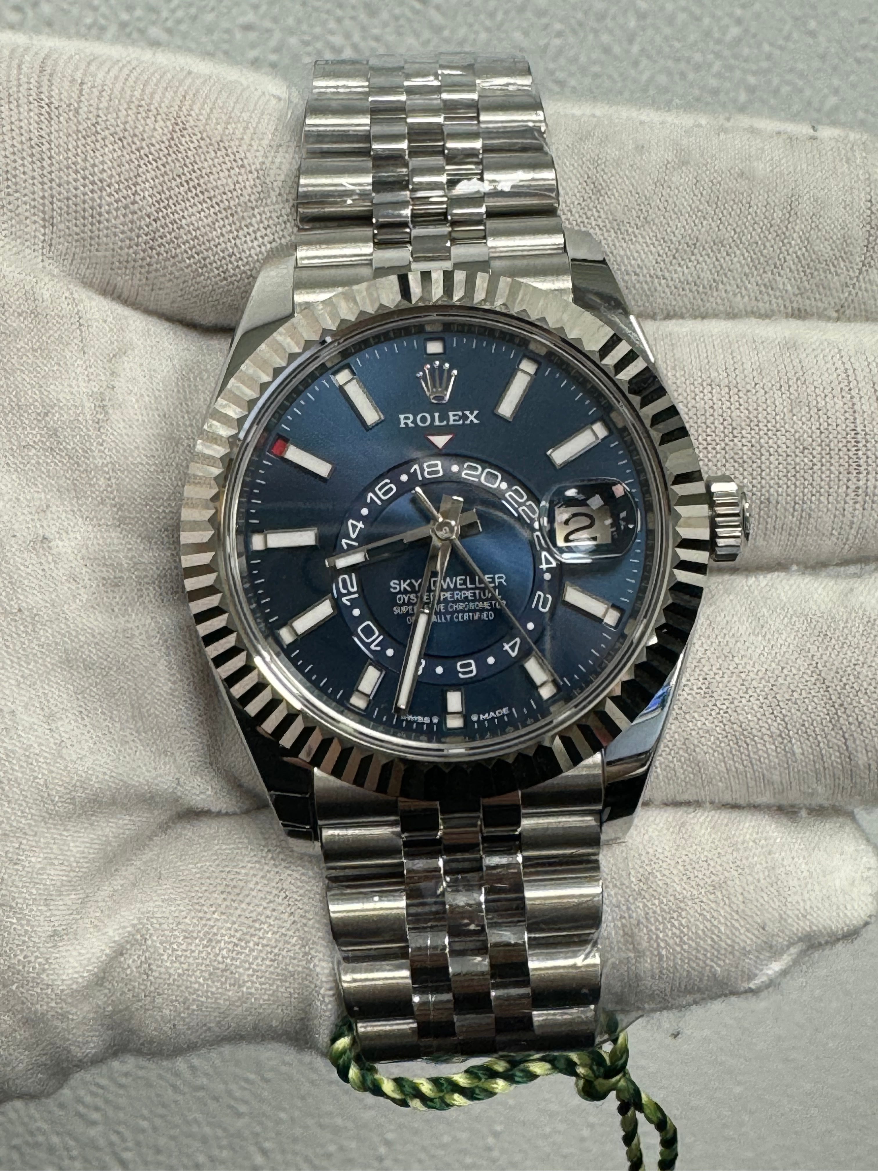 Rolex Sky-Dweller Stainless Steel 42mm Blue Stick Dial Watch Reference #: 336934 - Happy Jewelers Fine Jewelry Lifetime Warranty