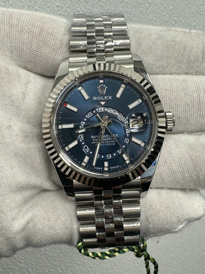 Rolex Sky-Dweller Stainless Steel 42mm Blue Stick Dial Watch Reference #: 336934 - Happy Jewelers Fine Jewelry Lifetime Warranty