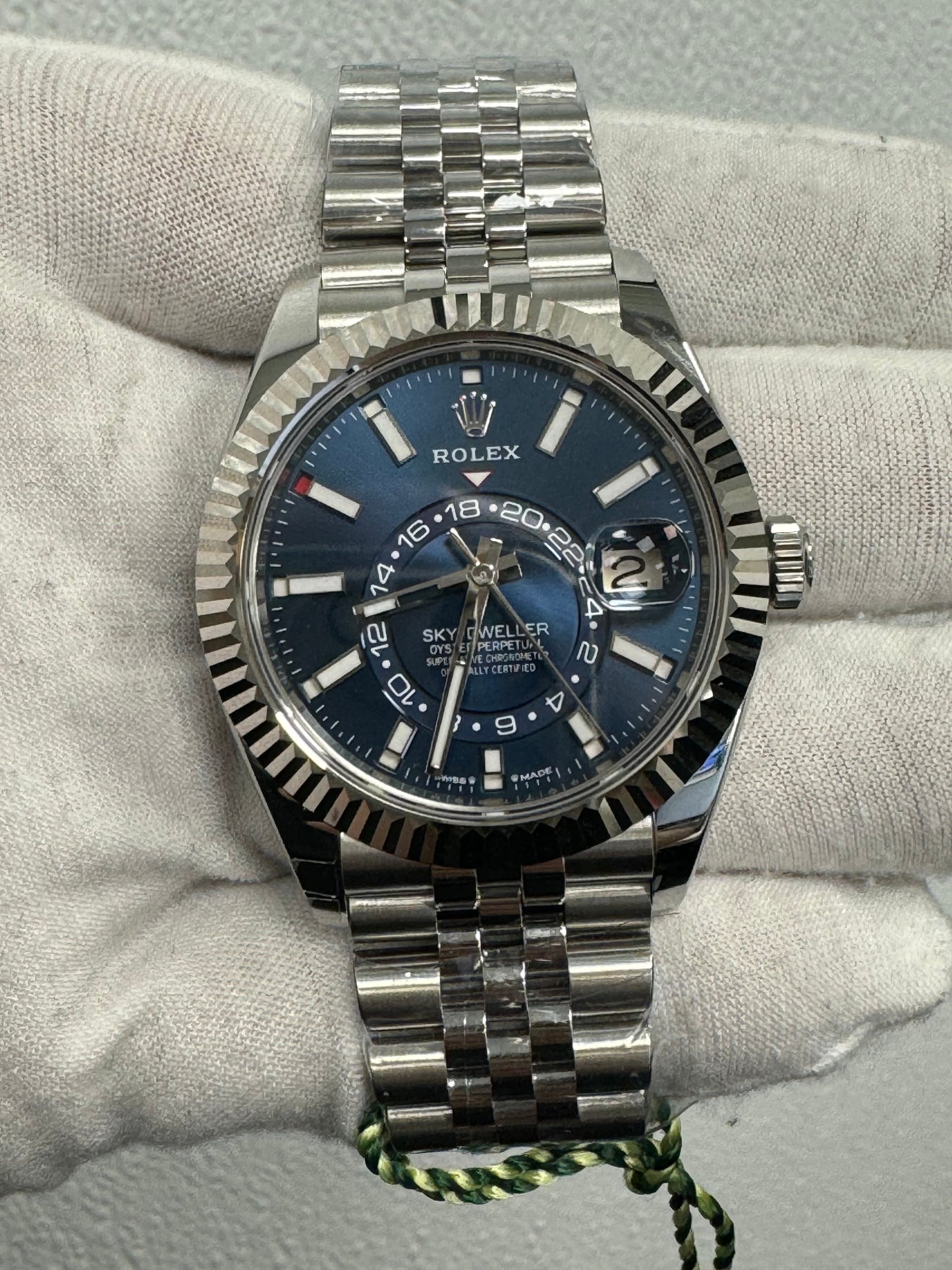 Rolex Sky-Dweller Stainless Steel 42mm Blue Stick Dial Watch Reference #: 336934