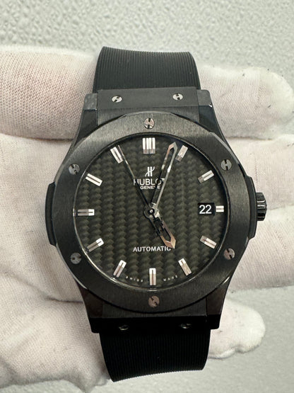 Hublot Classic Fusion Black Magic Black Ceramic 42mm Black Carbon Stick Dial Watch Reference #:  542.CM.1770.RX - Happy Jewelers Fine Jewelry Lifetime Warranty
