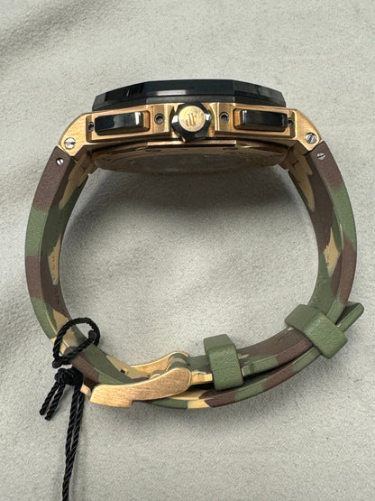 Audemars Piguet Royal Oak Offshore Rose Gold 44mm Black Chronograph Stick Dial Watch Reference #: 26401RO.OO.A002CA.02 - Happy Jewelers Fine Jewelry Lifetime Warranty