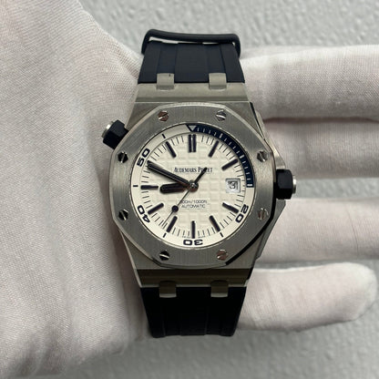 Audemars Piguet Royal Oak 42mm White Dial Ref# 15710ST.OO.A010CA.01 - Happy Jewelers Fine Jewelry Lifetime Warranty