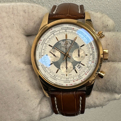 Breitling Transocean 46mm White/Silver Chronograph Dial Ref# RB0510U0-A733 - Happy Jewelers Fine Jewelry Lifetime Warranty