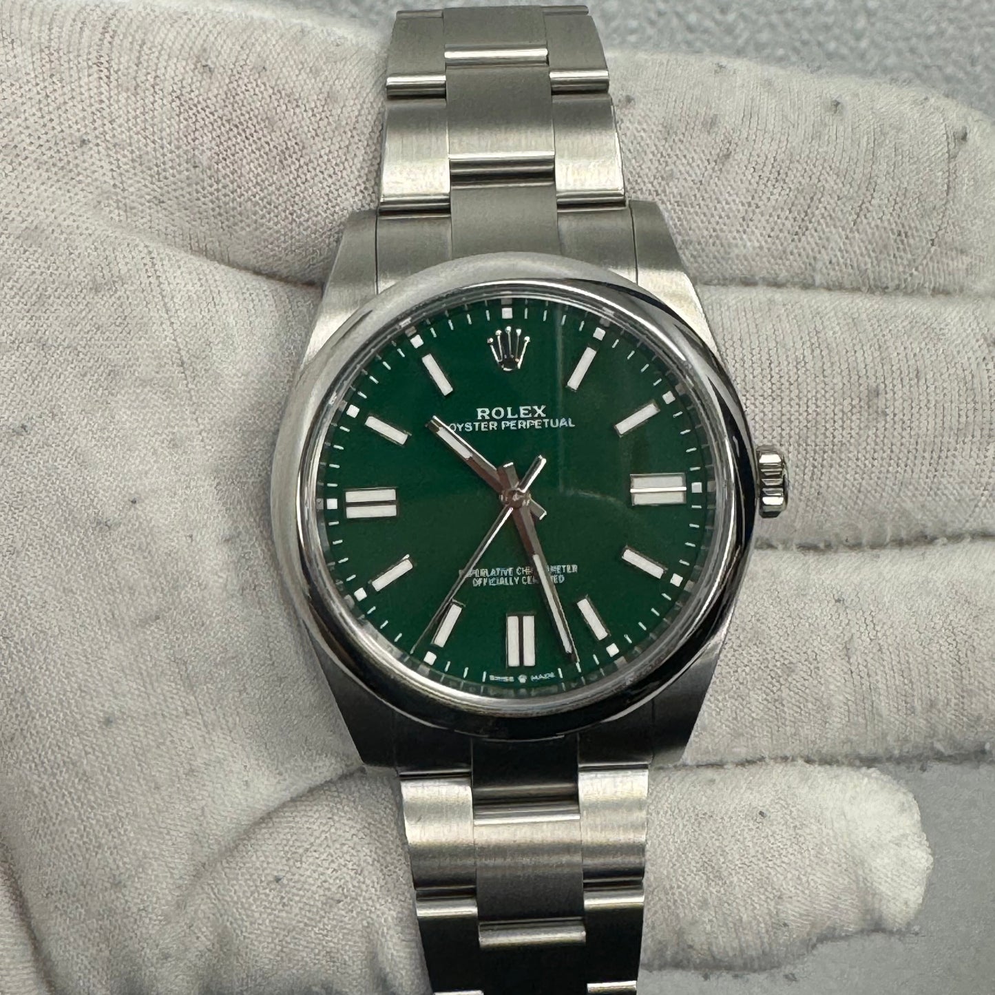 Rolex OP 41mm Green Dial Watch Ref# 124300