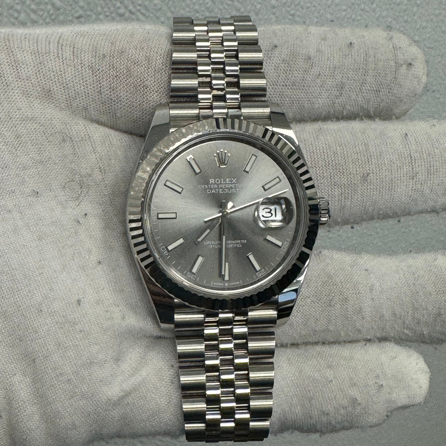 Rolex Datejust 41mm Rhodium Dial Watch Ref 126334 Happy Jewelers