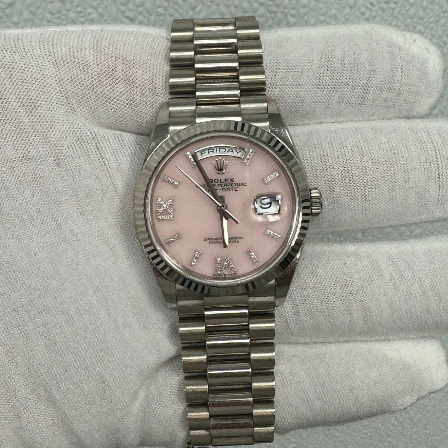 Rolex Day Date 36mm Factory Pink Dial Watch Ref# 128239