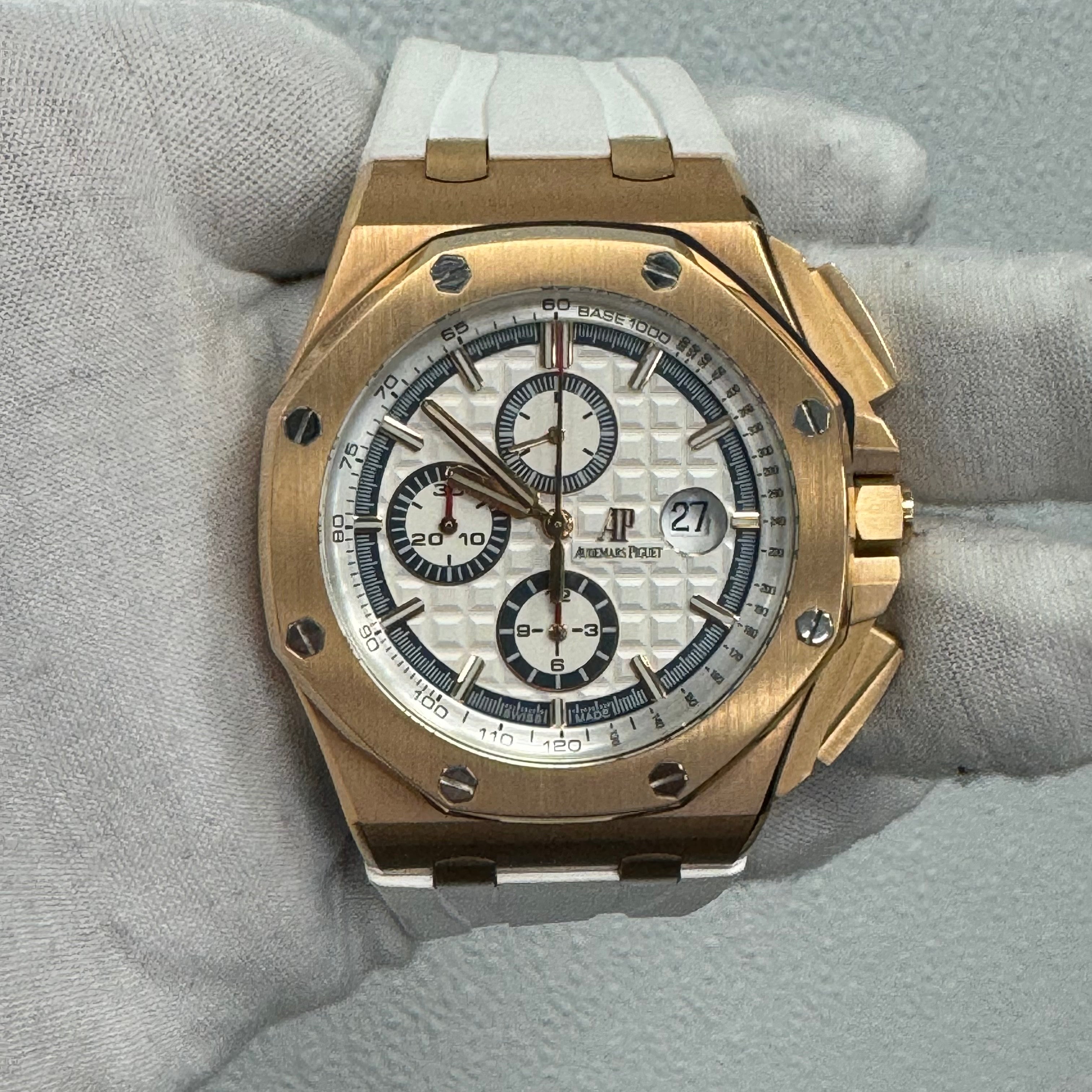 Audemars Piguet Royal Oak Offshore 44mm White Dial Watch Ref# 24608OR.OO.A010CA.01 - Happy Jewelers Fine Jewelry Lifetime Warranty