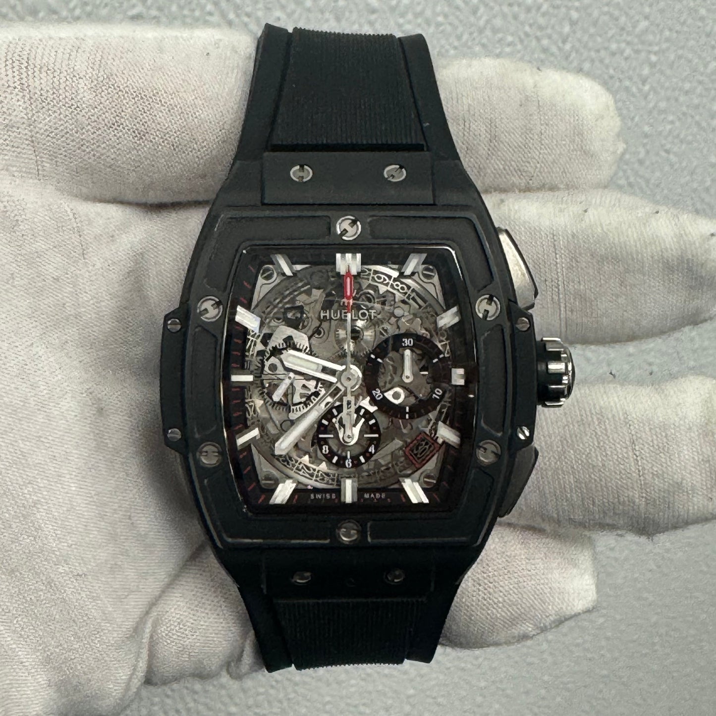 Hublot Black Magic 45mm Skeleton Dial Watch Ref# 601.CI.0173.RX