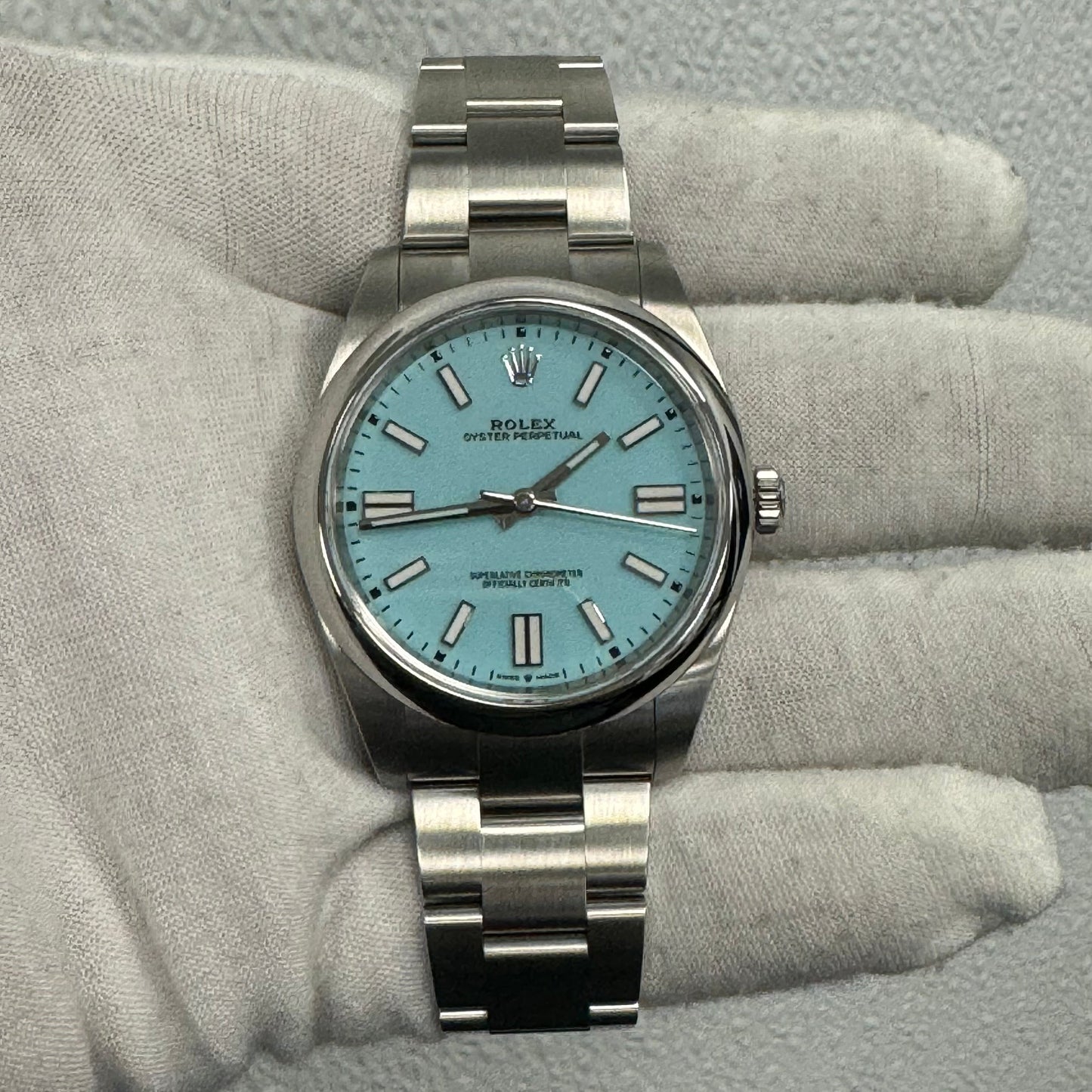 Rolex Oyster Perpetual 41mm Tiffany Blue Dial Watch Ref# 124300