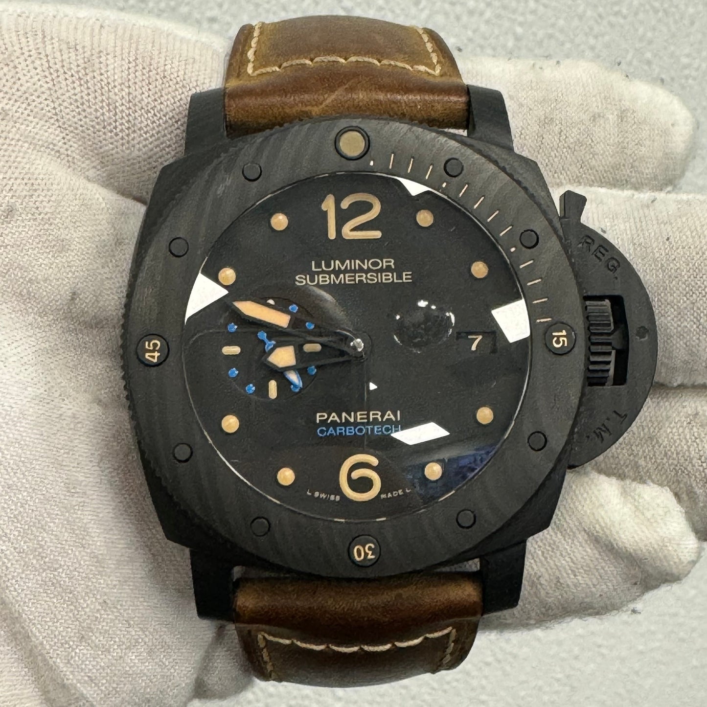 Panerai Carbotech 47mm Black Dial Watch Ref# PAM00616