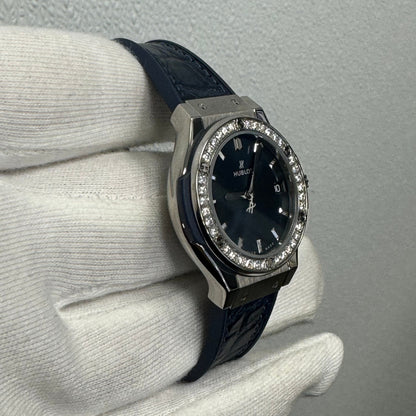 Hublot Classic Fusion 33mm Blue Dial Watch Ref# 581.NX.7170.RX.1104 - Happy Jewelers Fine Jewelry Lifetime Warranty