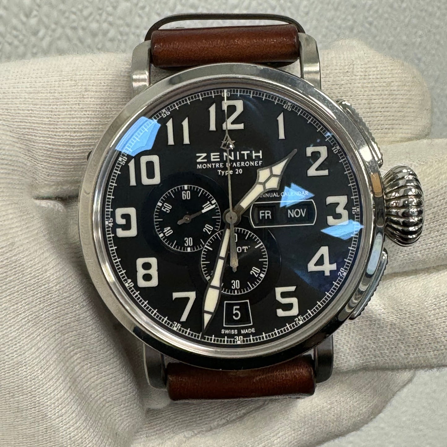 Zenith Pilot Type 48mm Black Dial Watch Ref# 03.2430.4054