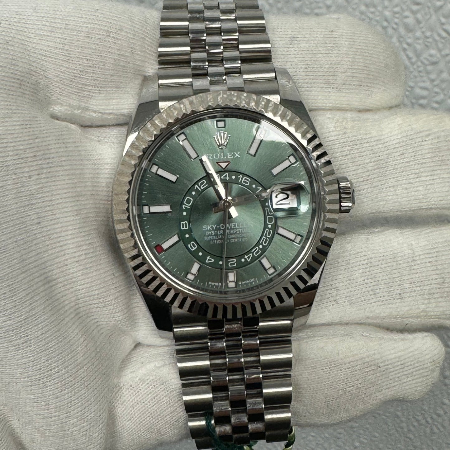 Rolex Sky-Dweller 42mm Green Dial Watch Ref# 336934