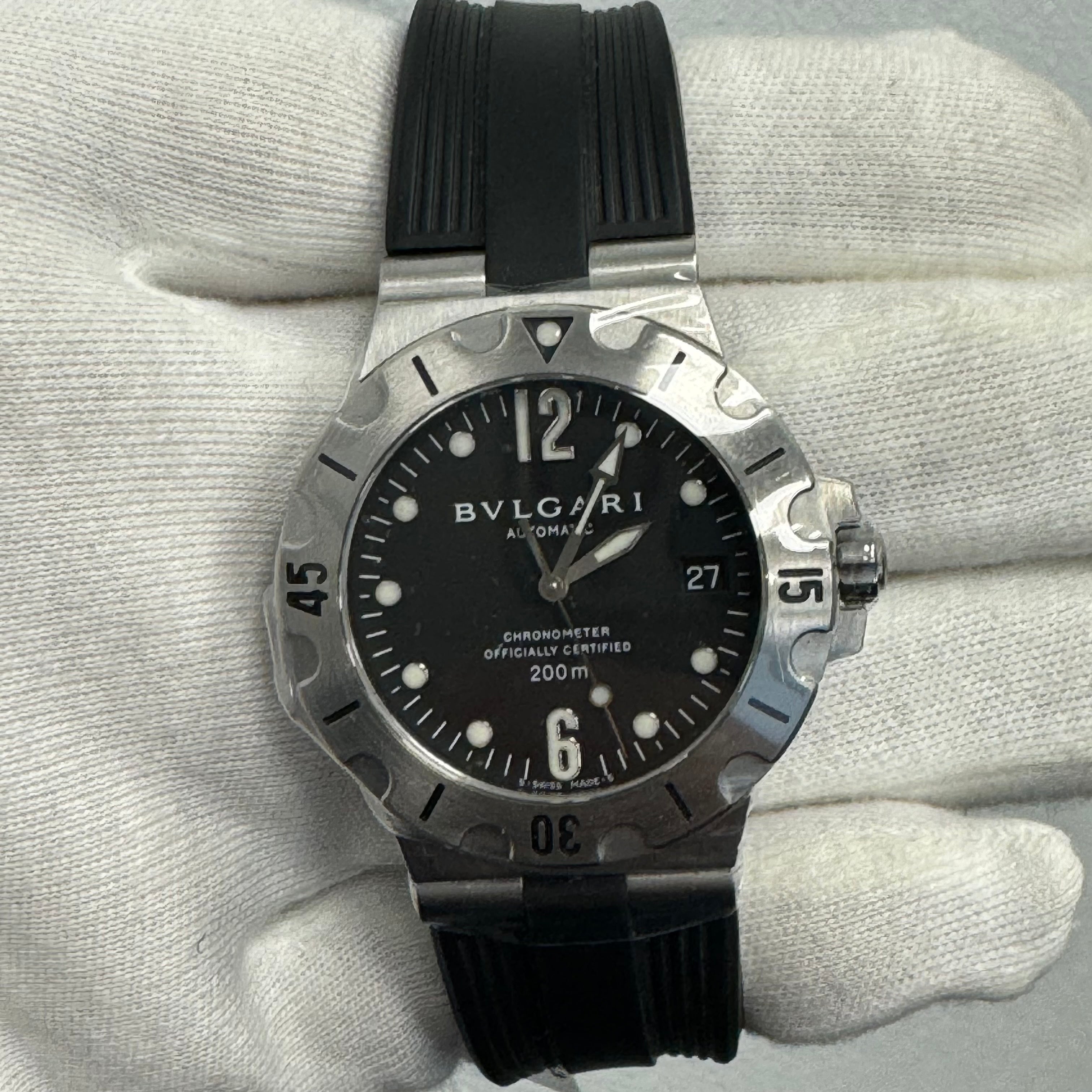 Bvlgari Scuba 38mm Black Dial Watch Ref# SD38S - Happy Jewelers Fine Jewelry Lifetime Warranty