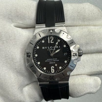 Bvlgari Scuba 38mm Black Dial Watch Ref# SD38S - Happy Jewelers Fine Jewelry Lifetime Warranty