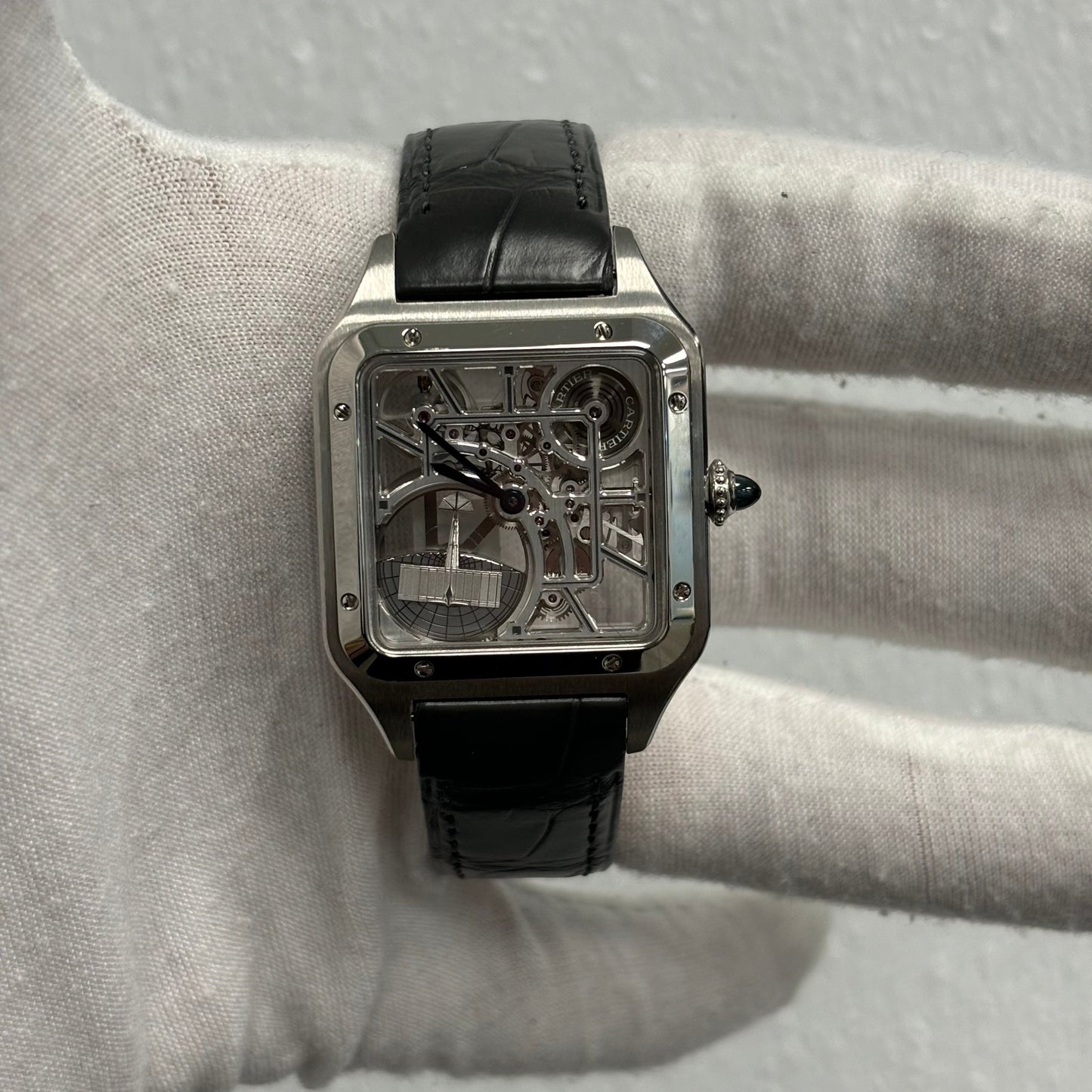 Cartier Santos 31mm Skeleton Dial Watch Ref# WHSA0032