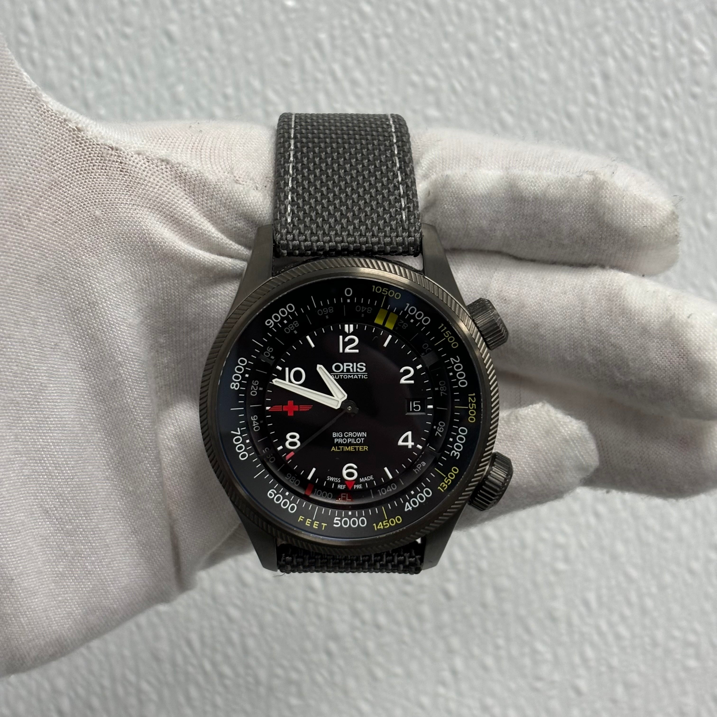 Oris Big Crown 47mm Black Dial Watch Ref# 01 733 7705 4243-SET 23 16GFC - Happy Jewelers Fine Jewelry Lifetime Warranty