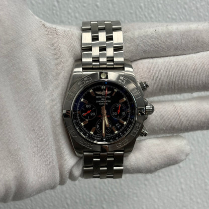 Breitling Chronomat 43mm Black Dial Watch Ref# AB0111 - Happy Jewelers Fine Jewelry Lifetime Warranty