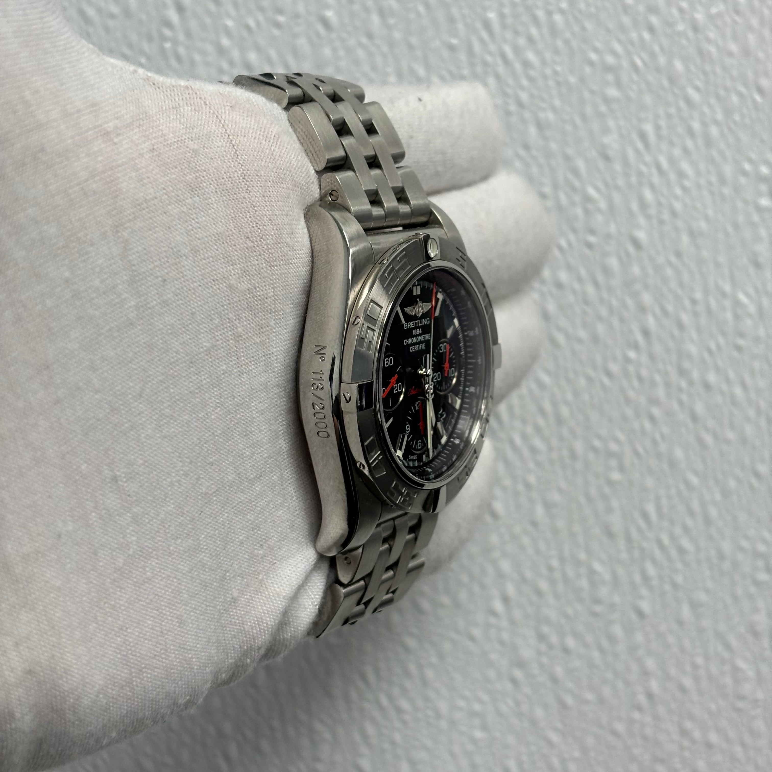 Breitling Chronomat 43mm Black Dial Watch Ref# AB0111 - Happy Jewelers Fine Jewelry Lifetime Warranty