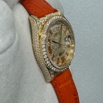 Rolex Day-Date 36mm Pave Dial Watch Ref# 128158RBR - Happy Jewelers Fine Jewelry Lifetime Warranty