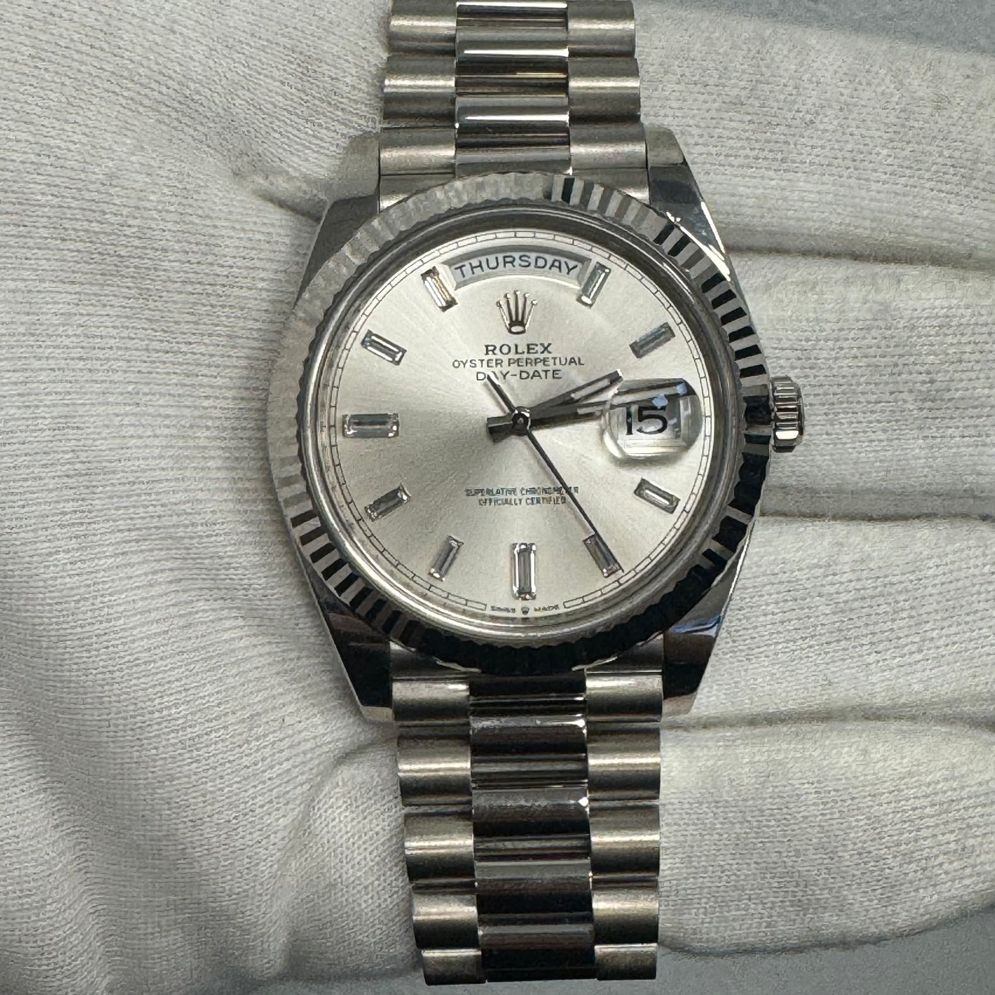 Rolex Day-Date 40mm Silver Dial Watch Ref# 228239