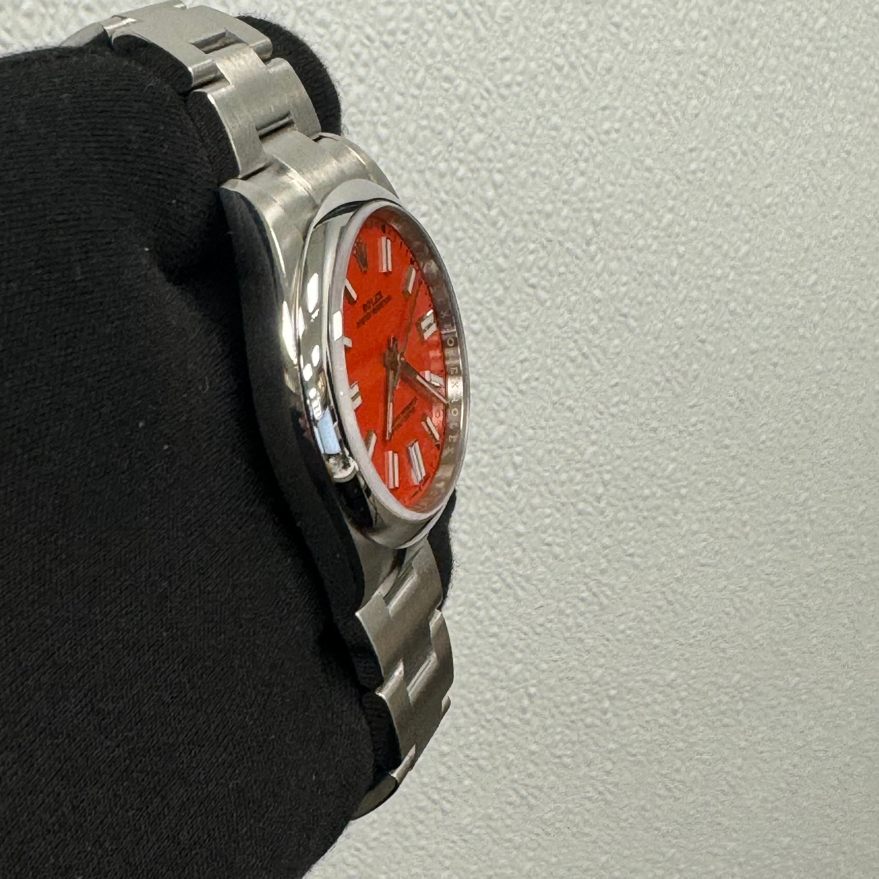 Rolex Oyster Perpetual 41mm Coral Red Dial Watch Ref# 124300 - Happy Jewelers Fine Jewelry Lifetime Warranty