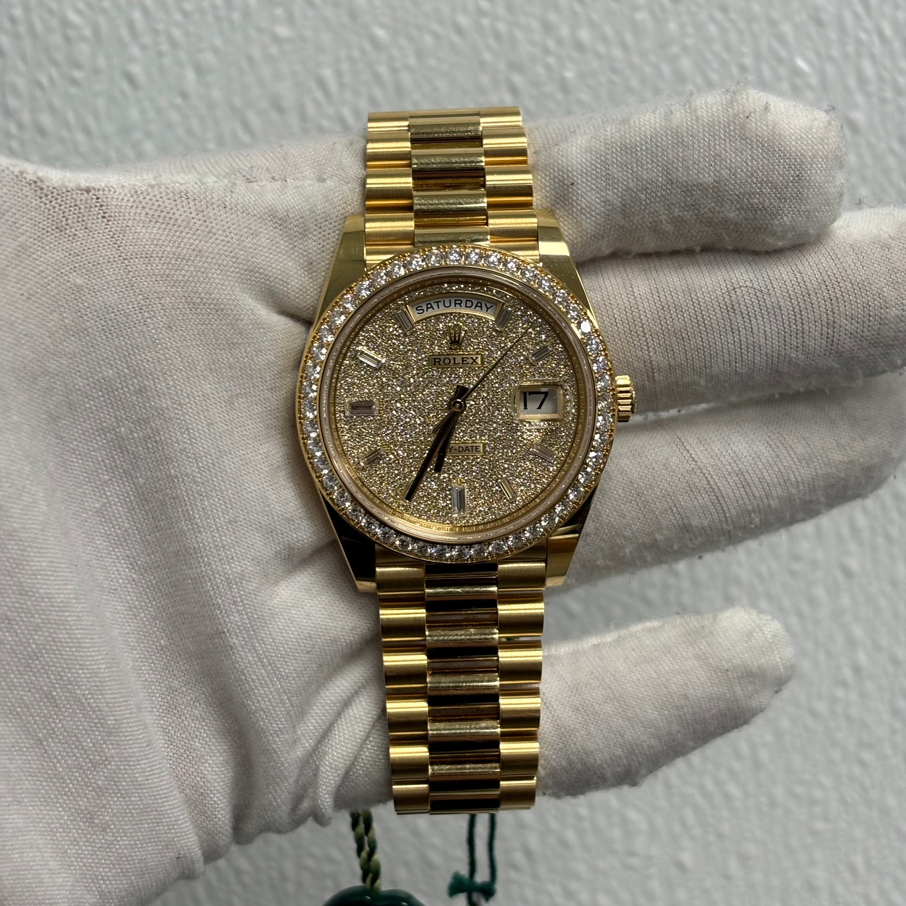 Rolex Day-Date 40mm Pave Dial Watch Ref# 228348RBR - Happy Jewelers Fine Jewelry Lifetime Warranty