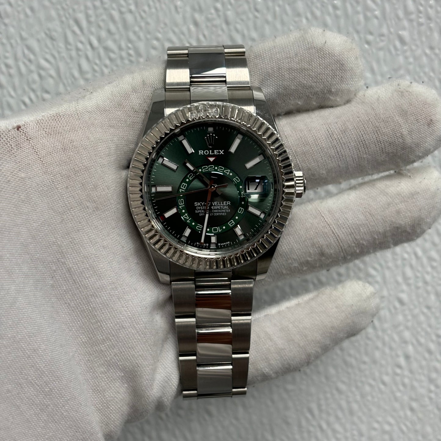 Rolex Sky-Dweller 42mm Green Dial Watch Ref# 336934