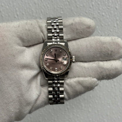 Rolex Datejust 26mm Pink Dial Watch Ref# 179174 - Happy Jewelers Fine Jewelry Lifetime Warranty